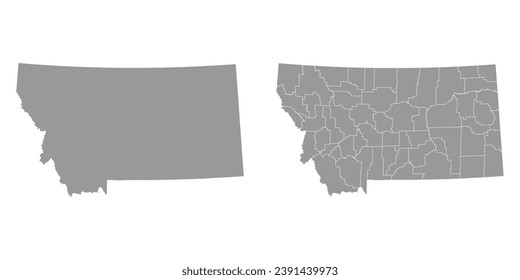 Montana state gray maps. Vector illustration.