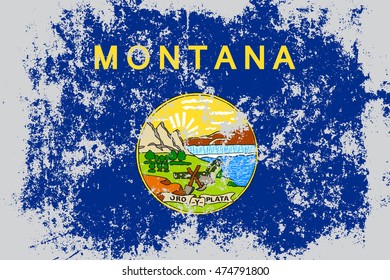 Montana state grunge, old, scratched style flag