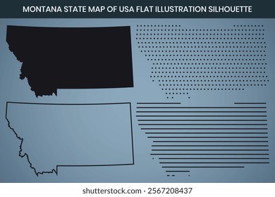 Montana State Hand Drawn Outline Map of USA Fully Editable, 300 DPI, High-Resolution EPS File Included.