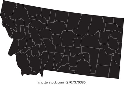 Montana State Isolated Map mit County Lines