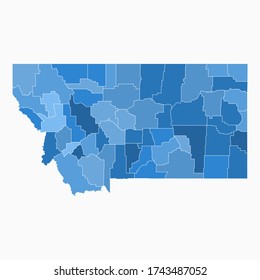 Montana State Map Administration Division Blue Color. Arkansas Map Vector Illustration Eps10