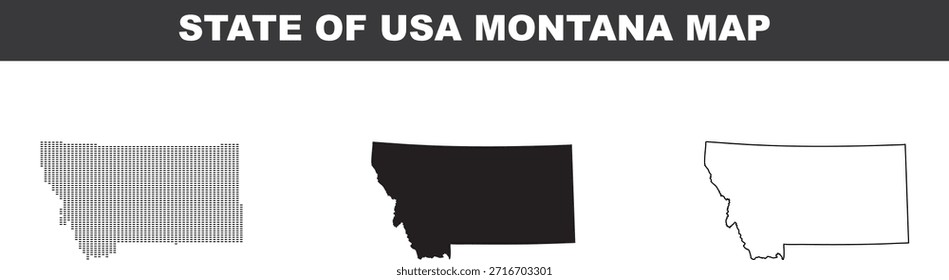 Mapa de estado de Montana em diferentes estilos sobre fundo branco mapas de estado dos EUA