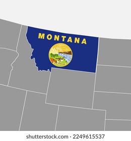 Montana state map with flag. Vector illustration.