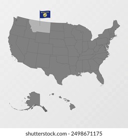 Montana state map with flagpole. Vector illustration.