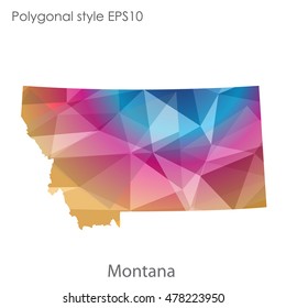 Montana state map in geometric polygonal,mosaic style.Abstract gems triangle,modern design background. Vector illustration EPS10