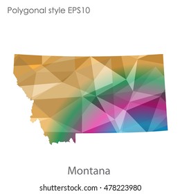 Montana state map in geometric polygonal,mosaic style.Abstract gems triangle,modern design background. Vector illustration EPS10