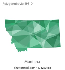 Montana state map in geometric polygonal,mosaic style.Abstract gems triangle,modern design background. Vector illustration EPS10