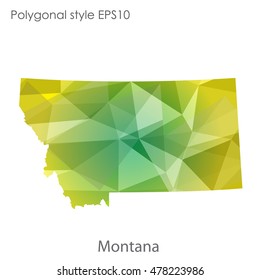 Montana state map in geometric polygonal,mosaic style.Abstract gems triangle,modern design background. Vector illustration EPS10