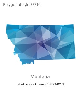 Montana state map in geometric polygonal,mosaic style.Abstract gems triangle,modern design background. Vector illustration EPS10