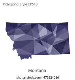 Montana state map in geometric polygonal,mosaic style.Abstract gems triangle,modern design background. Vector illustration EPS10