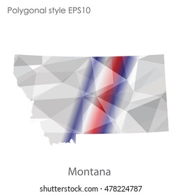 Montana state map in geometric polygonal,mosaic style.Abstract gems triangle,modern design background. Vector illustration EPS10