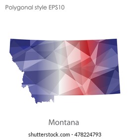 Montana state map in geometric polygonal,mosaic style.Abstract gems triangle,modern design background. Vector illustration EPS10