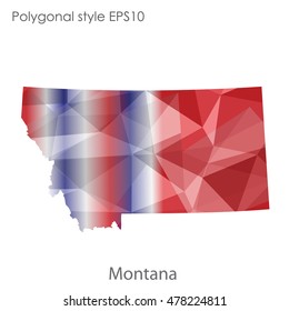 Montana state map in geometric polygonal,mosaic style.Abstract gems triangle,modern design background. Vector illustration EPS10