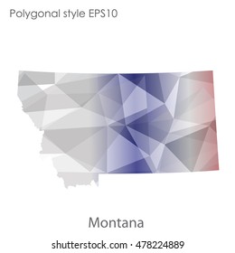 Montana state map in geometric polygonal,mosaic style.Abstract gems triangle,modern design background. Vector illustration EPS10