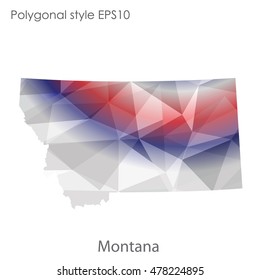 Montana state map in geometric polygonal,mosaic style.Abstract gems triangle,modern design background. Vector illustration EPS10