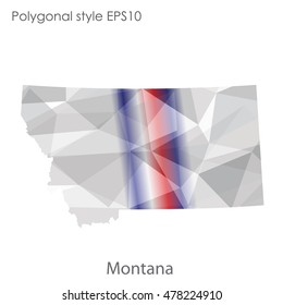 Montana state map in geometric polygonal,mosaic style.Abstract gems triangle,modern design background. Vector illustration EPS10