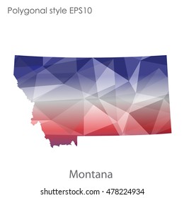 Montana state map in geometric polygonal,mosaic style.Abstract gems triangle,modern design background. Vector illustration EPS10