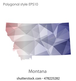 Montana state map in geometric polygonal,mosaic style.Abstract gems triangle,modern design background. Vector illustration EPS10