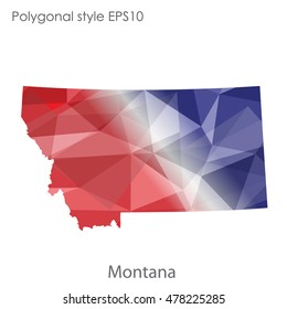 Montana state map in geometric polygonal,mosaic style.Abstract gems triangle,modern design background. Vector illustration EPS10