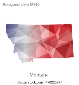 Montana state map in geometric polygonal,mosaic style.Abstract gems triangle,modern design background. Vector illustration EPS10