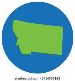 Montana-Zustandskarte in Globenform grün mit blauer Rundkreisfarbe. Karte des US-Bundesstaates Montana.