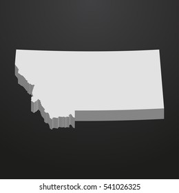 Montana State map in gray on a black background 3d