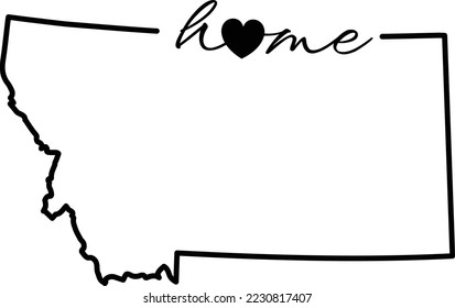 Montana State Map Home Outline Vector Design