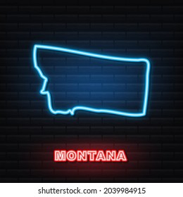 Montana state map neon icon. Vector illustration.