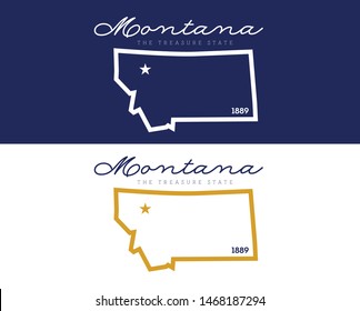 Montana State map with Nickname-The Treasure State, Logo design state concept, Vector EPS