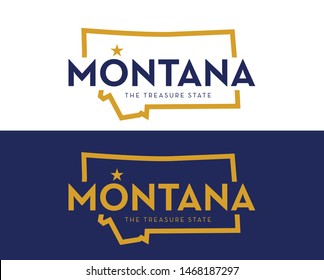 Montana State map with Nickname-The Treasure State, Logo design state concept, Vector EPS