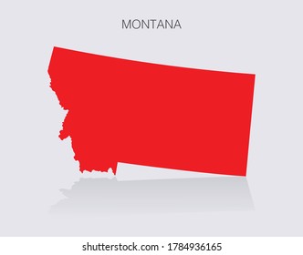 Montana State Map Outline isolated for infographics and news media. Republican red for political elections in the United States of America.