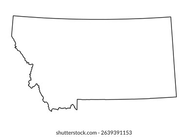 Montana state map with outlines on white background