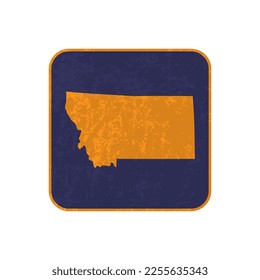 Montana state map square with grunge texture. Vector illustration.