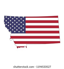 
Montana state map in style of USA national flag.