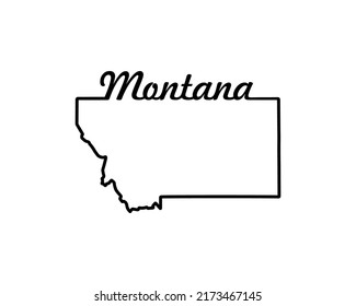 Montana state map. US state map. Montana outline symbol. Retro typography. Vector illustration