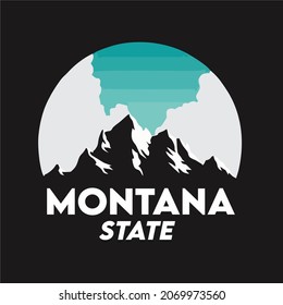 Montana State with mountain silhouette view in black and blue sky