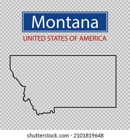 Montana state outline map, United States of America line icon, map borders of the USA Montana state.