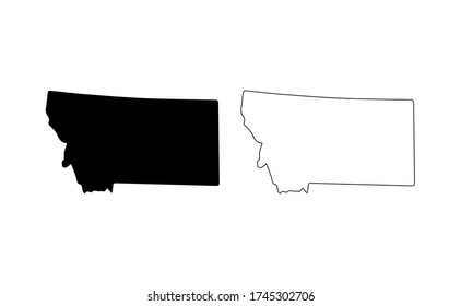 Montana state silhouette, line style. America illustration, American vector outline isolated on white background