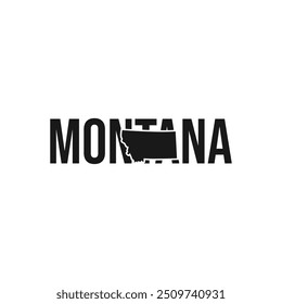 montana state symbol, map icon with vector silhouette