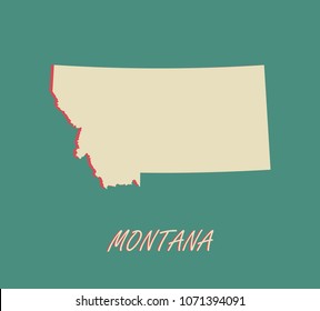 Montana state of US map vector outlines illustration in a three dimensional grunge background