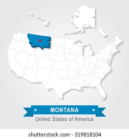 Montana state. USA administrative map.