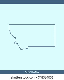 Montana state of USA map vector outline illustration in blue background