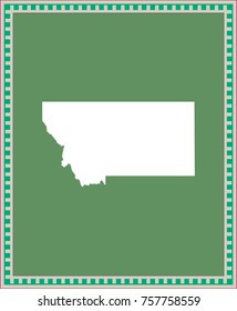 Montana state of USA map vector outline illustration in green background with creative frame design