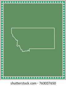 Montana state of USA map vector outline illustration in green background