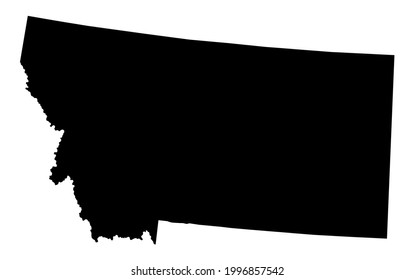 Montana, state of USA - solid black silhouette map of country area. Simple flat vector illustration.