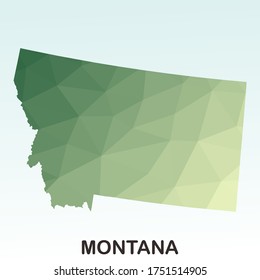 Montana States Map, Polygonal Geometric,Green Low Poly Styles, Vector Illustration eps 10, Modern Design, High Detailed