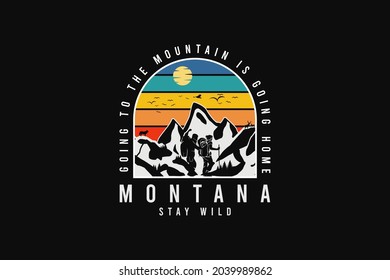 Montana permanecer silvestre estilo retro de silueta