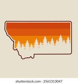 Montana Sunset Forest Silhouette Art