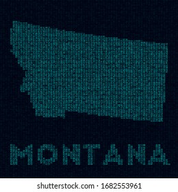 Montana tech map. Us state symbol in digital style. Cyber map of Montana with us state name. Authentic vector illustration.