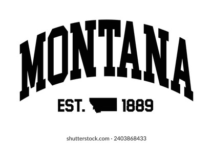  Montana typography design with map vector. Editable college t-shirt design printable text effect vector	